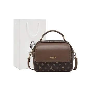 Old Man's Head Synthetic Leather One Shoulder Handbags Women's Coffee