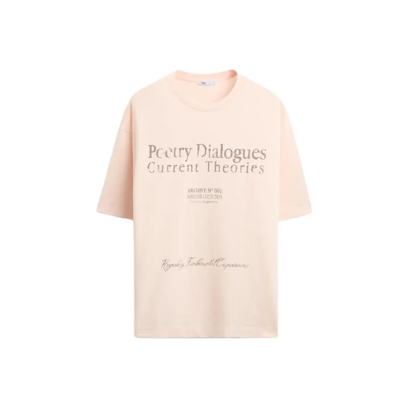 ZARA T-Shirt Men's Light Pink Red-0