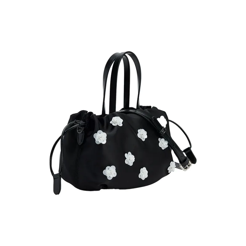 URBAN REVIVO Fabric Crossbody Bag, Handbag Trumpets Women's Black/Raw White-1