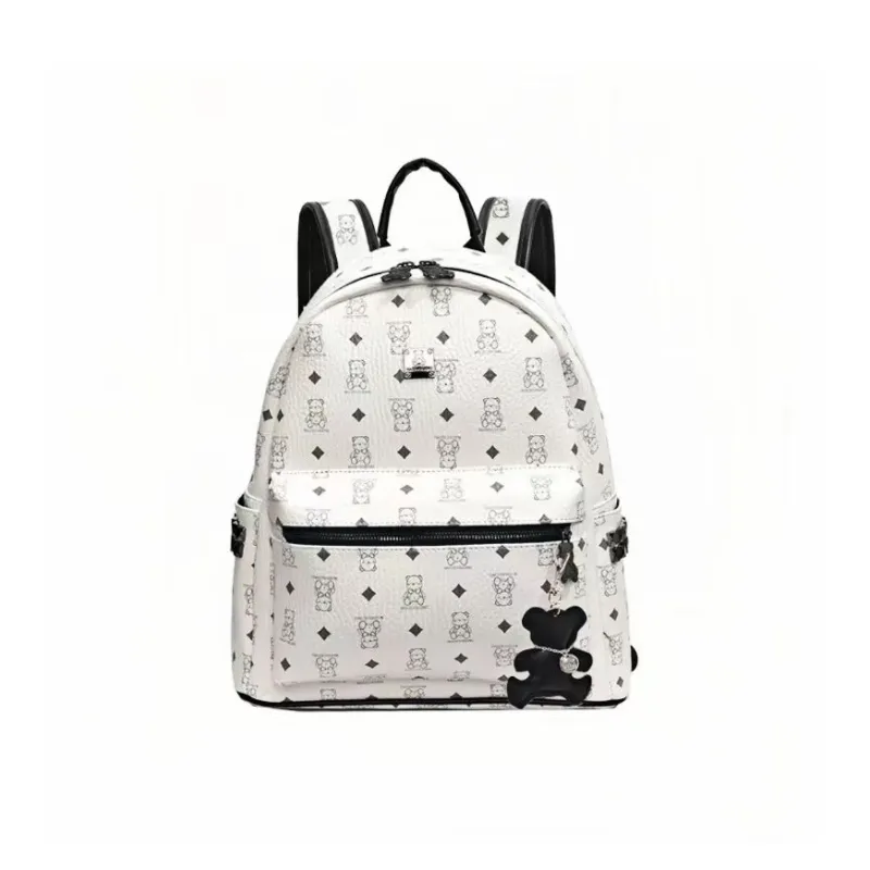 Versman PU Backpack Small Size Women's Black/Ecru/Pink/Brown-29