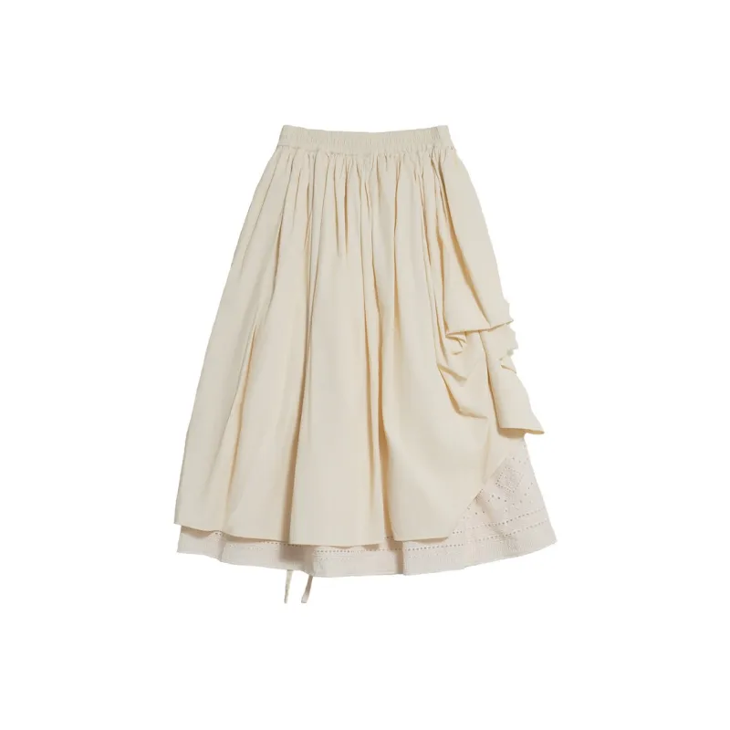 UNVESNO Casual Short Skirts Women's Rhombus Flower White-1