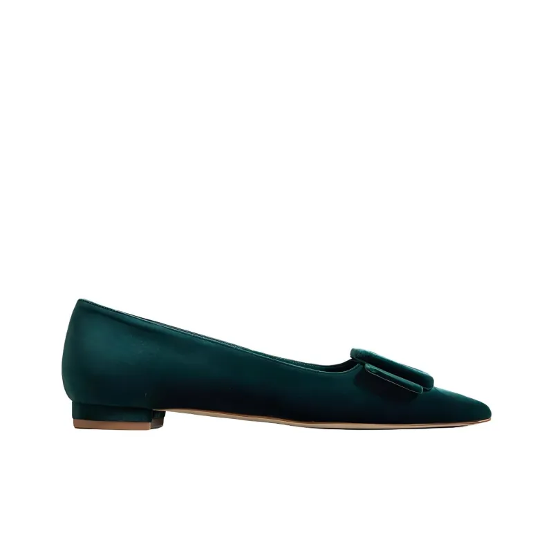 MANOLO BLAHNIK Maysale Casual Single Shoes Women's Green-1