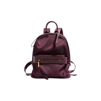 H YXIANG Cow Leather With Nylon Backpack Regular Women's Burgundy/Black