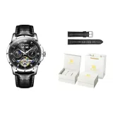 Black Leather Jet Black Dial[Luxury Box Included]