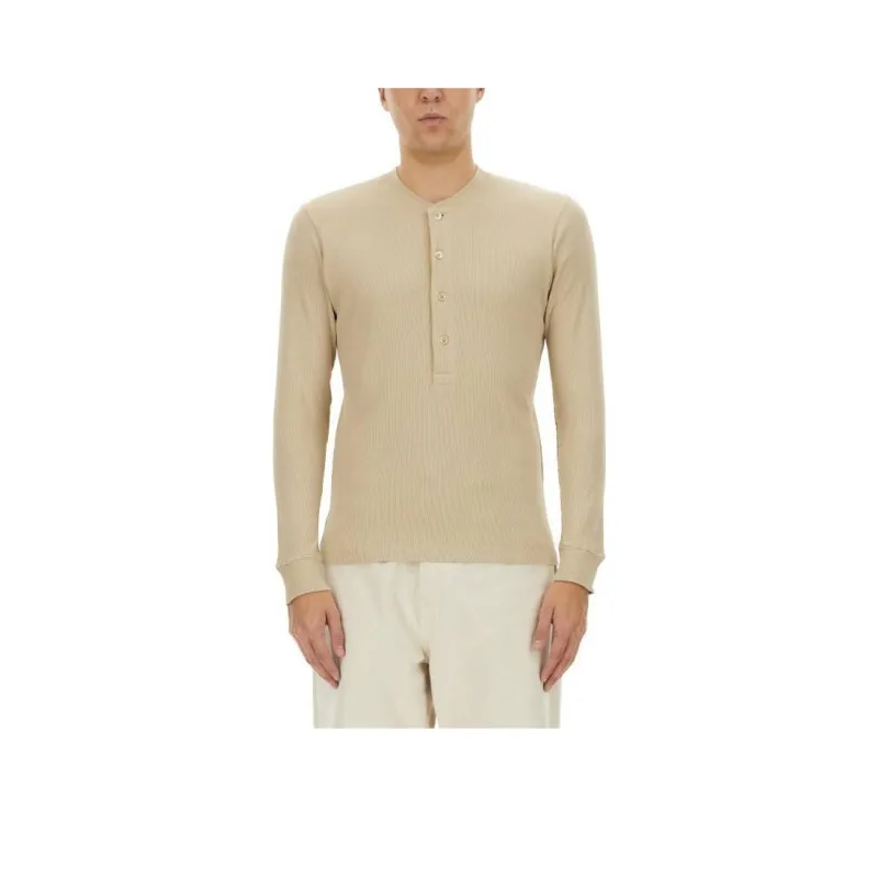 TOM FORD Fine Ribbed Logo Embroidered T Shirt-0