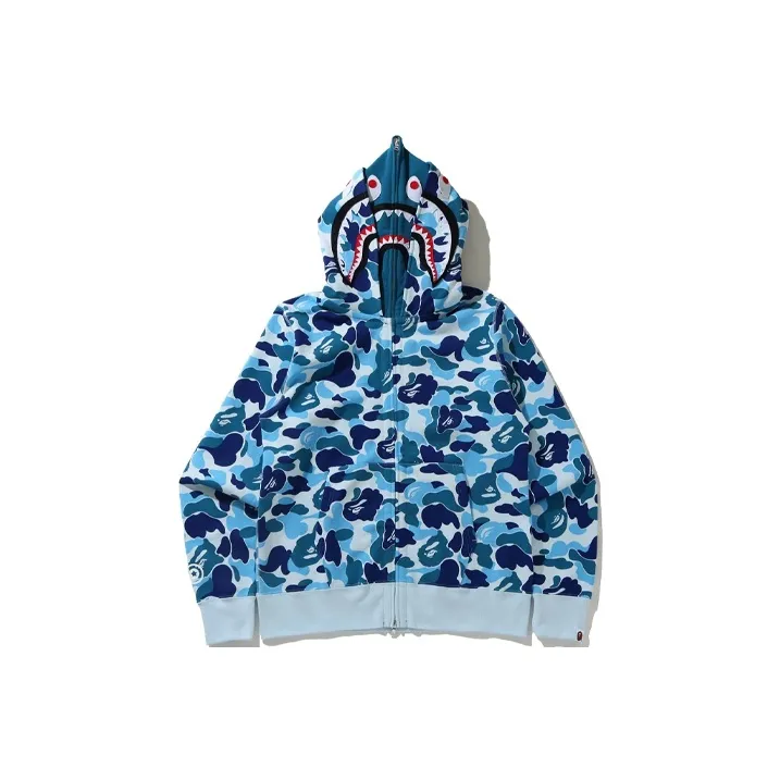 Bape Big Abc Camo Shark Wide Full Zip Double Hoodie-0