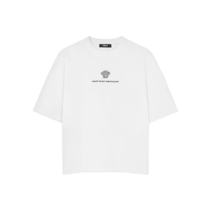 VERSACE Medusa Milano Embroidered Crewneck T Shirt-0