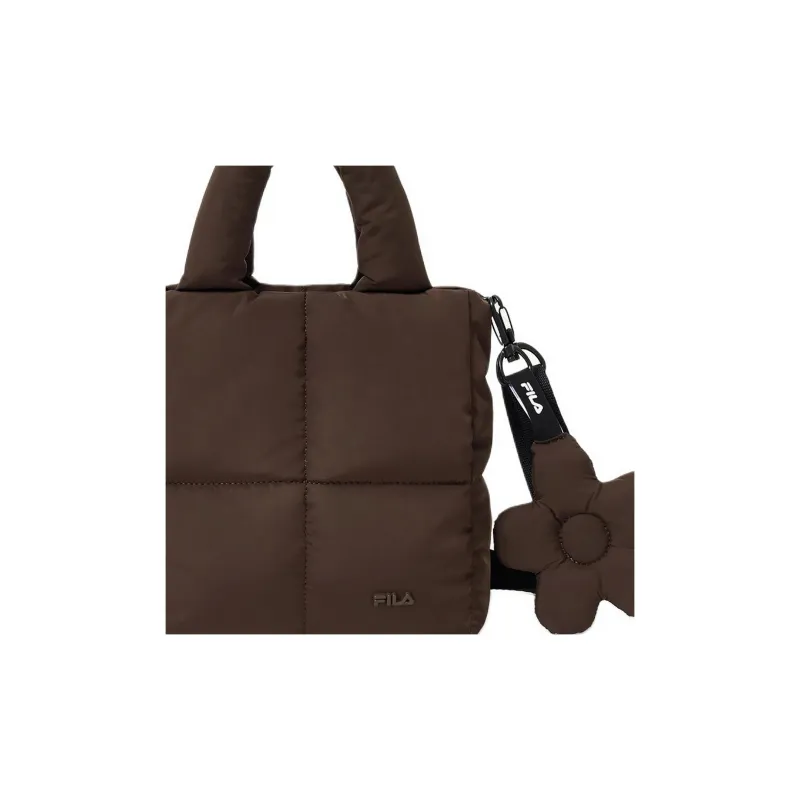 FILA Puffer Polyester Tote Bag Shopping Bag Shoulder Bag Handbag Mini Women's Brown-4