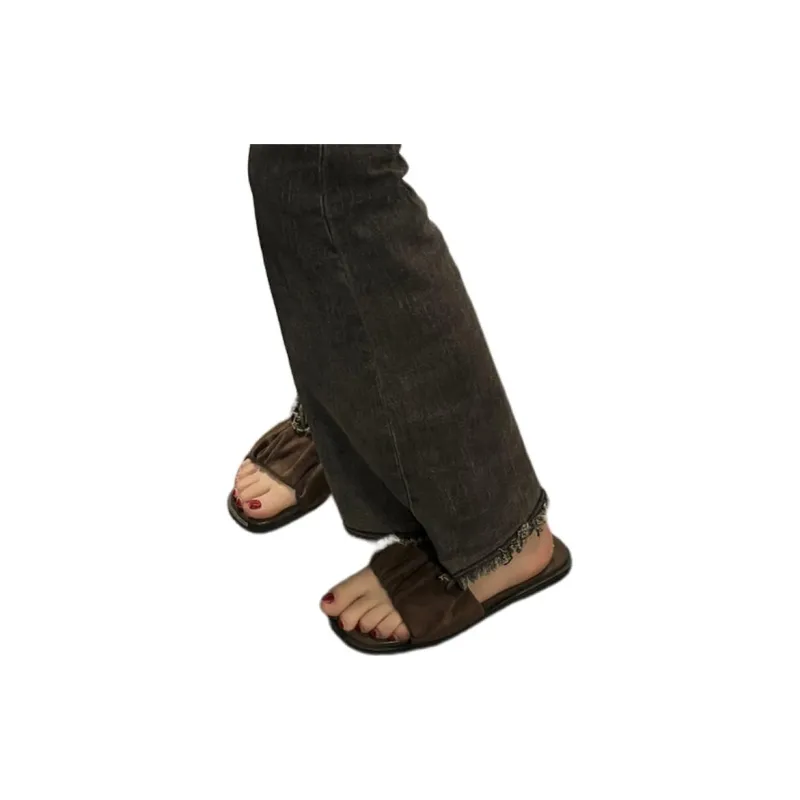 Qiao Anju Slippers Brown, Black Ecru-1