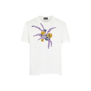 EMPORIO ARMANI Asv Jersey T shirt With Lavender Embroidery