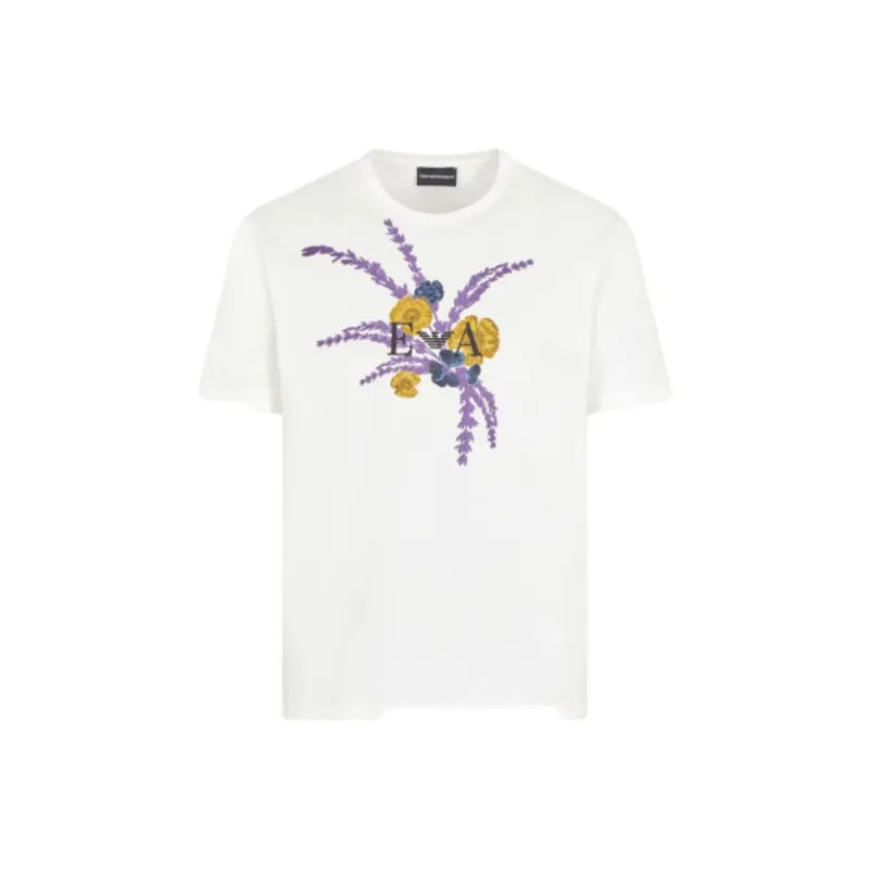EMPORIO ARMANI Asv Jersey T shirt With Lavender Embroidery-0