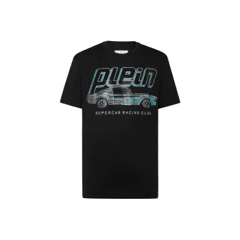 PHILIPP PLEIN Ss Cars Racing Round Neck Jersey T Shirt