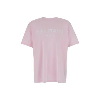 BALMAIN Logo Printed Round Neck T Shirt