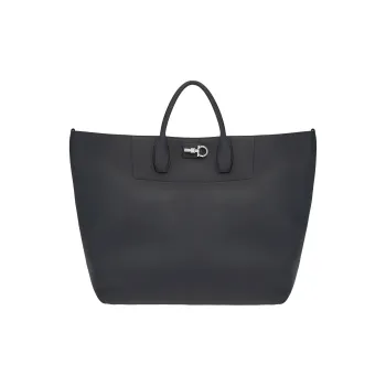 FERRAGAMO Studio Grained Cow Leather Tote Bag Shopping Bag Shoulder Bag Crossbody Bag Handbag Men's Black