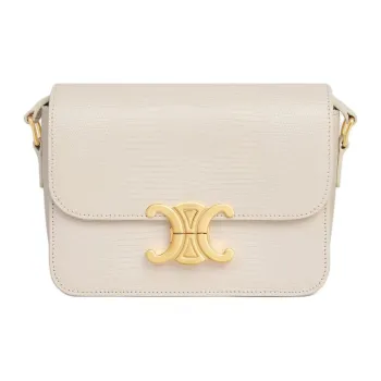 CELINE Triomphe Lambskin Crossbody Bag, Shoulder Bag Women's White