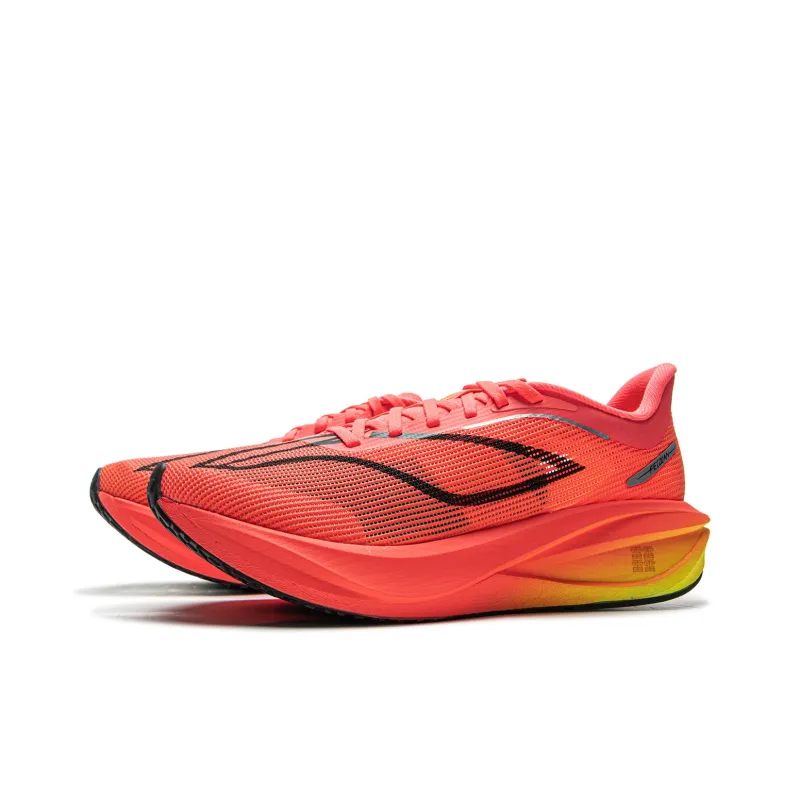 LiNing Feidian 5 Challenger Cushioning Slip Resistant Lightweight Rebound Low Top Racing Running Shoes Women's Red-2