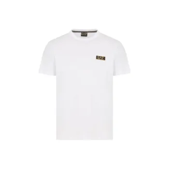 EMPORIO ARMANI EA7 Letter Logo Emblem Crew Neck Short Sleeved T Shirt T Shirt Men's White