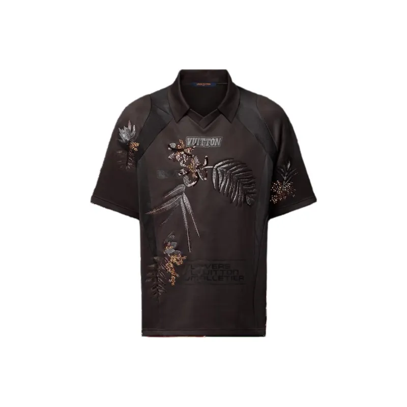 Lv Embellished Jersey T Shirt-0