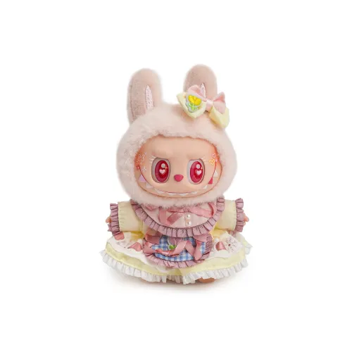 Modified Baby POP MART LABUBU THEMONSTERS Pink Princess Hang Tag Box Labubu Vinyl Sitting Party Height 15cm
