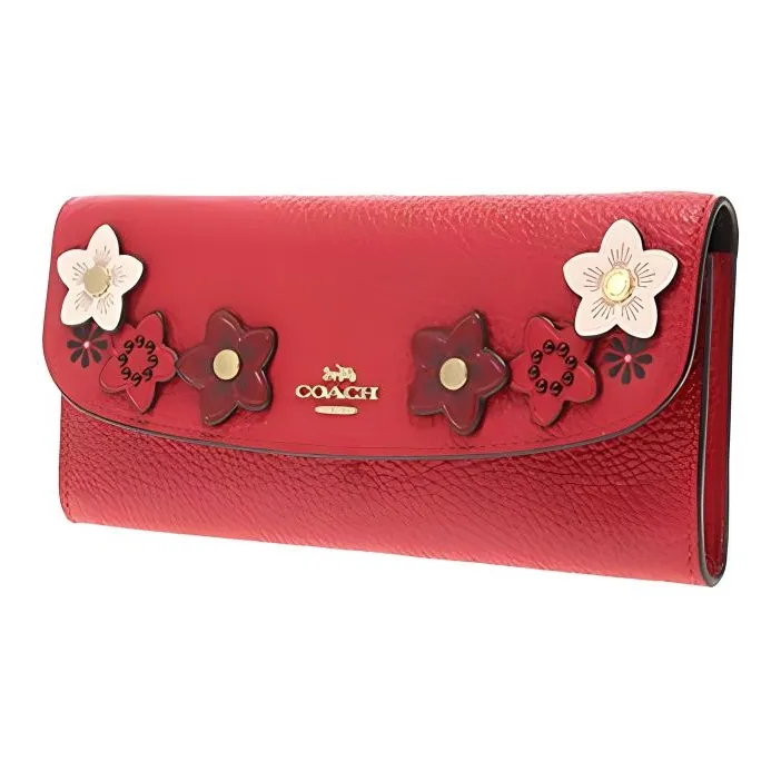 COACH Cow Leather Wallet Women's Red-1
