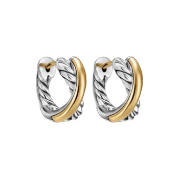 David Yurman 18kt Yellow Gold Crossover Hoop Earrings