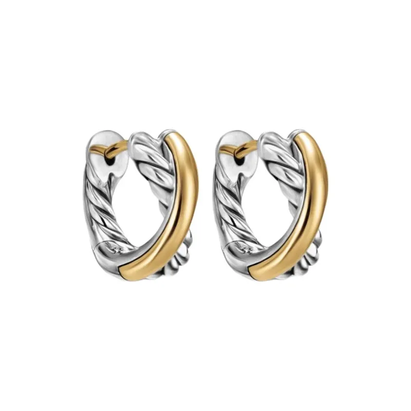 David Yurman 18kt Yellow Gold Crossover Hoop Earrings-0