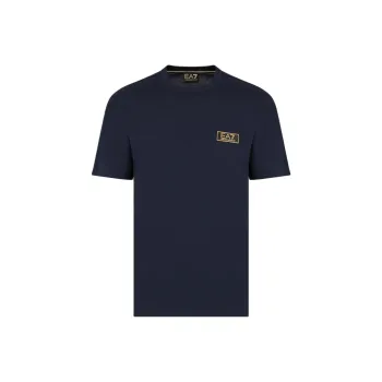 EMPORIO ARMANI EA7 Letter Logo Emblem Crew Neck Short Sleeved T Shirt T Shirt Men's Navy Blue