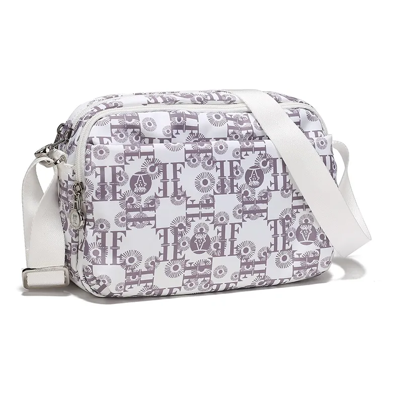FIDO DIDO Oxford Crossbody Bag, Shoulder Bag Women's Ecru/Blue-1