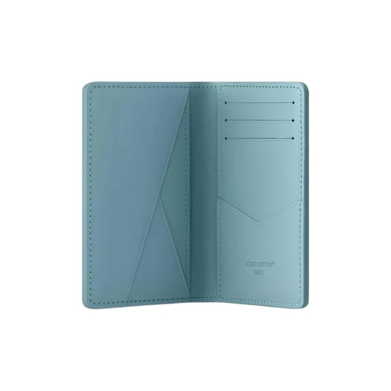 LOUIS VUITTON Embossed Calfskin Card Holder Regular Men's Sky Blue-2