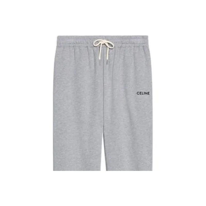 CELINE Embroidered Cotton Track Pants Grey/Black-2