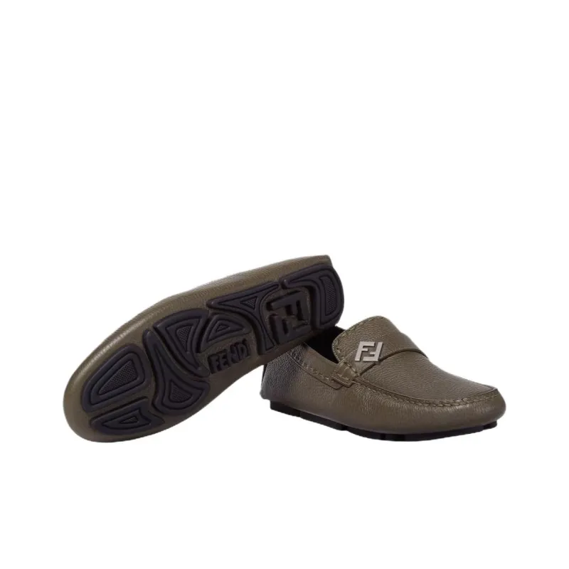 FENDI Ff Squared Leather Loafers-3