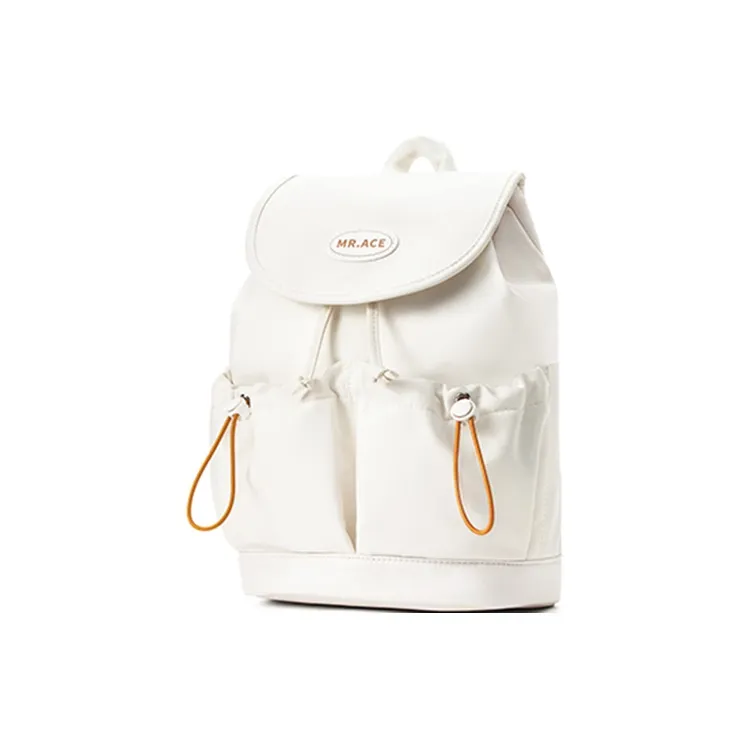 MR.ACE HOMME Nylon Fabric Backpack Small Size Unisex Cream White/Light Gray Green/Dusty Pink-1
