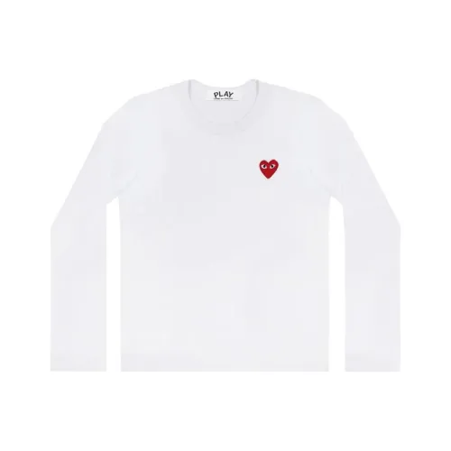 CDG Play 화이트 남녀공용 티셔츠