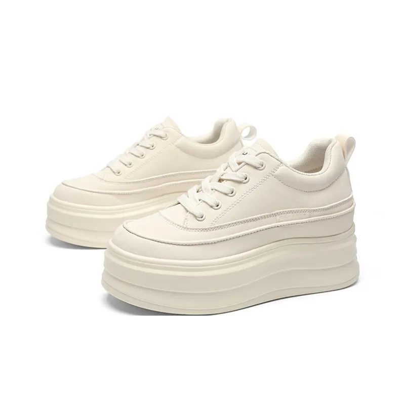 ZHR Skateboard Shoes Women's Low Top Beige, Beige Black-1