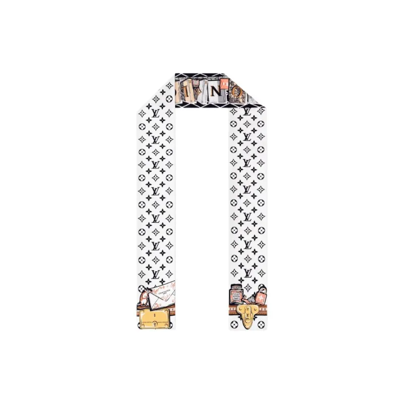LOUIS VUITTON Silk Scarves Women's White-0