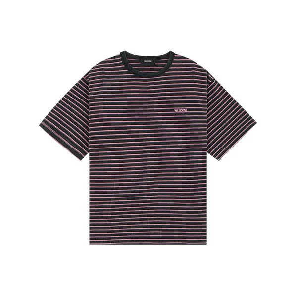 WE11DONE Logo Striped T shirt-0