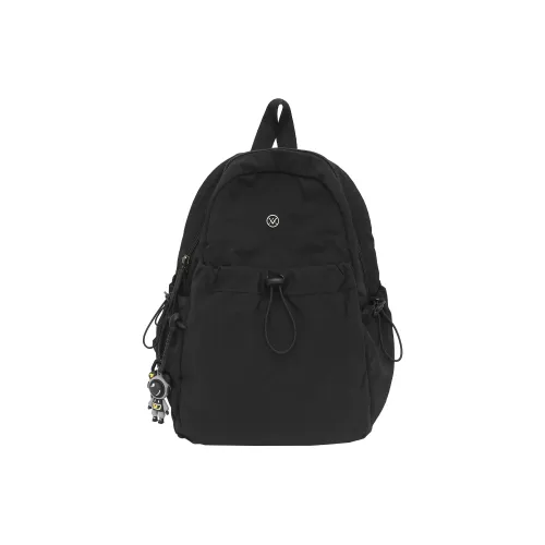 Deli Bear Nylon Backpack Regular Unisex Black \ White \ Egg Yolk Flowing Sand \ Vanilla Cream \ Orange