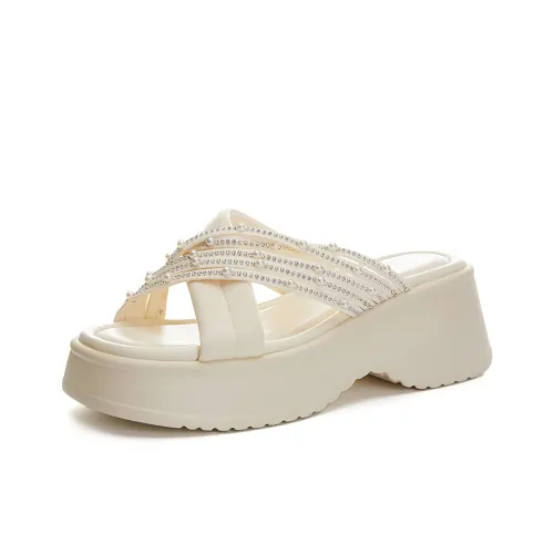 POOQ Rubber Sole Slip Resistant Slide Slippers Women's