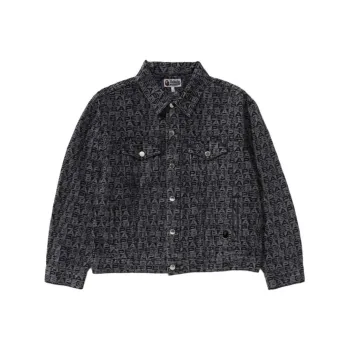 A BATHING APE Lux Sport Pattern Jacquard 13oz Denim Trucker Jacket