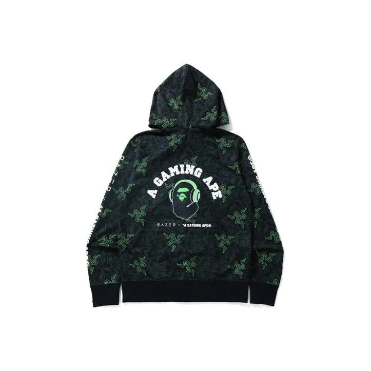 Bape X Razer A BATHING APE Neon Camo Full Zip Hoodie-0