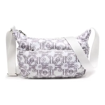 FIDO DIDO Oxford Women's Shoulder Bag Crossbody Bag Large Size Women's Ecru/Blue