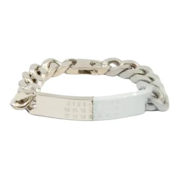MM6 Maison Margiela Minimal Logo Id Tag Curb Bracelet