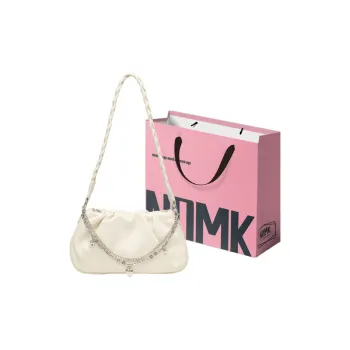 NOMK PU Cloud Bag Shoulder Bag Dumpling Bag Handbag Crossbody Bag Women's White