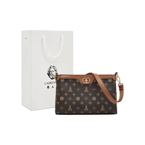 Old Man's Head Synthetic Leather Fashion Crossbody Bag Shoulder Bag Regular Women's Coffee