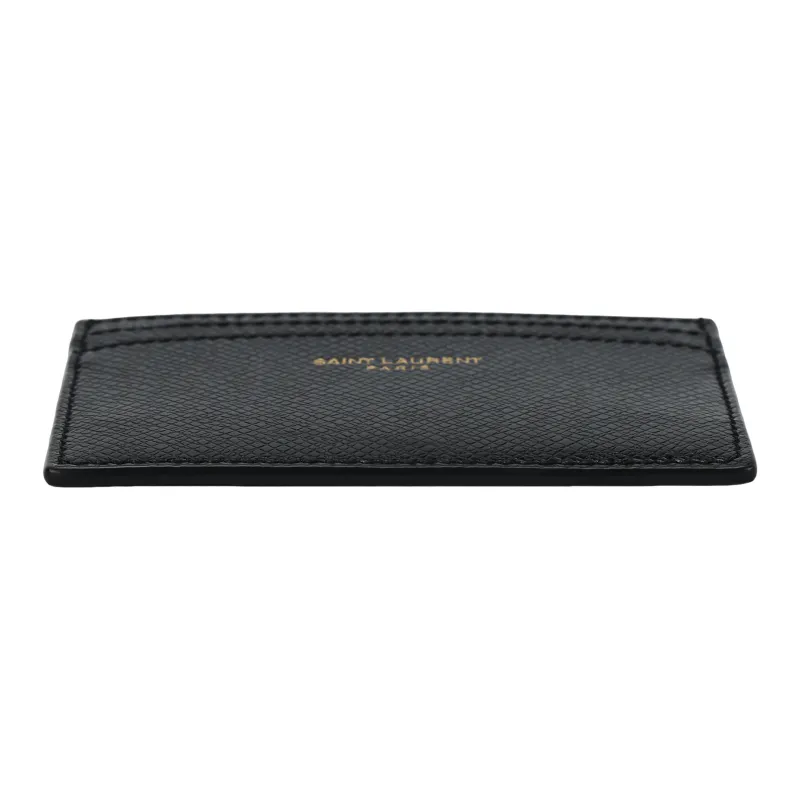 SAINT LAURENT PARIS Coated Bark Texture Leather Card Holder Men's Black-3