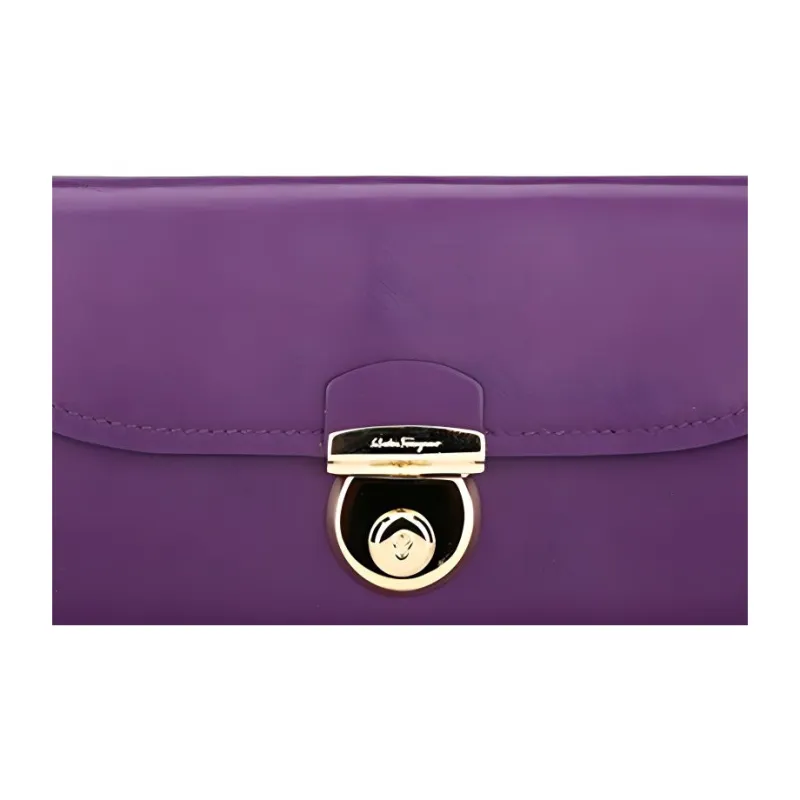FERRAGAMO Cow Leather Handheld Wallet Women's Purple-4