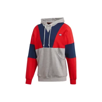 Adidas Originals Hoody Colorblock Sweatshirts Men Gray Red Blue
