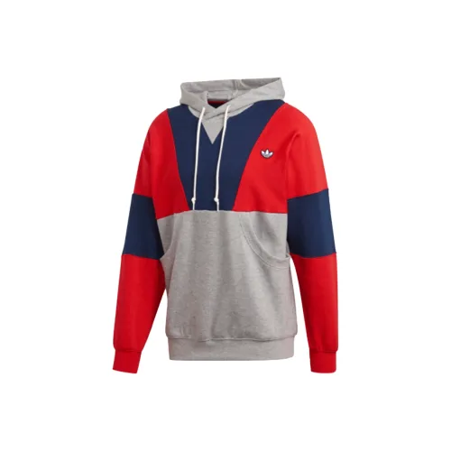 Adidas Originals Hoody Colorblock Sweatshirts Men Gray Red Blue