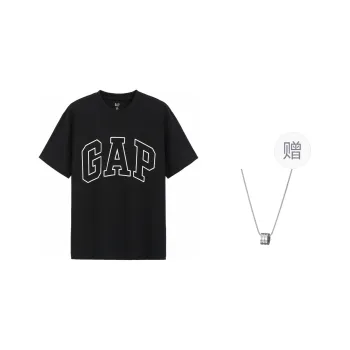 GAP T-Shirts Unisex Black+Necklace