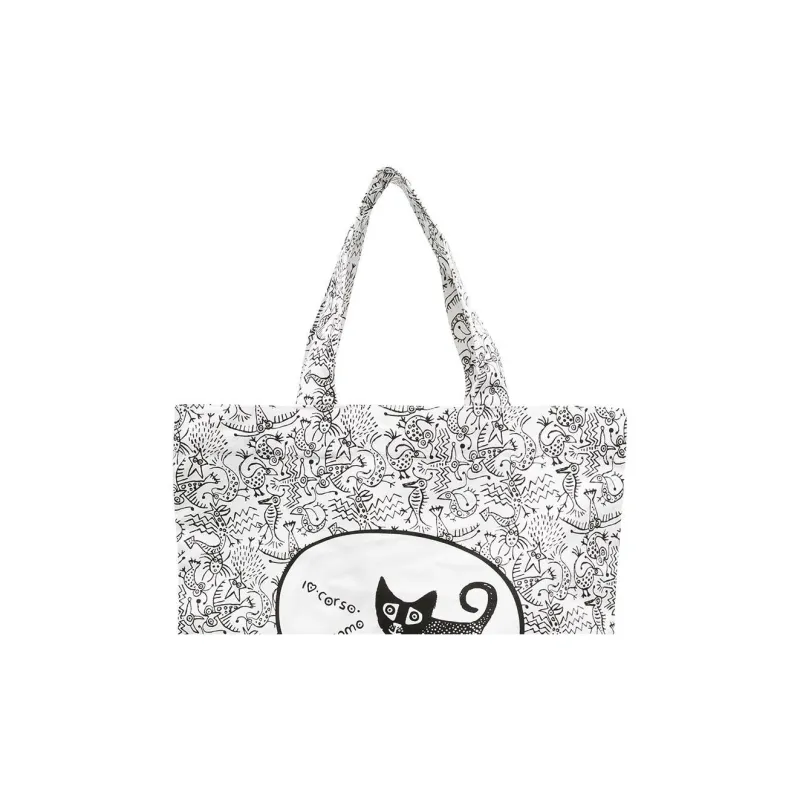 10 CORSO COMO Fabric Tote Bag Shopping Bag Handbag Women's White & Black-3